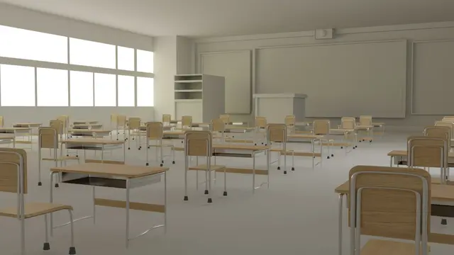 Un'aula di scuola con banchi e quaderni: il PDP è lo strumento che la scuola usa per personalizzare il percorso di un bambino con DSA o BES
